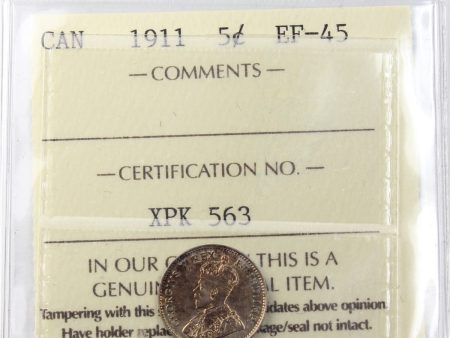 1911 Canada 5-cents ICCS Certified EF-45 on Sale