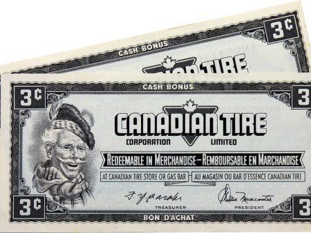 S4-A-AN 1974 Canadian Tire Coupon 3 Cents Almost Uncirculated (2 in Sequence) Discount