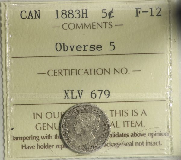 1883H Obv. 5 Canada 5-cents ICCS Certified F-12 Online Hot Sale