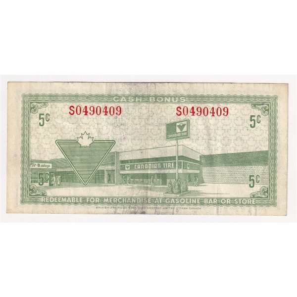 S3-B-S 1972 Canadian Tire Coupon 5 Cents Very Fine Online