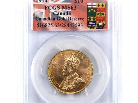 1914 Canada $10 Gold PCGS Certified MS-63 Canadian Gold Reserve Supply