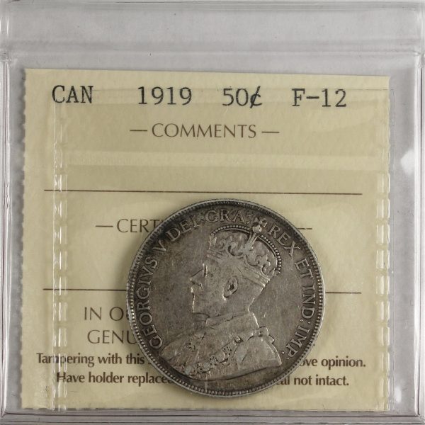 1919 Canada 50-cents ICCS Certified F-12 Cheap