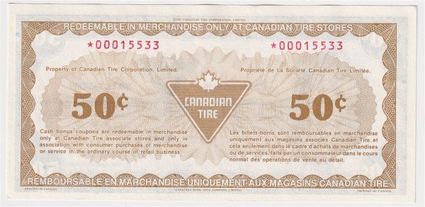 S13-Ea-*0 Replacement 1991 Canadian Tire Coupon 50 Cents Uncirculated Online Sale