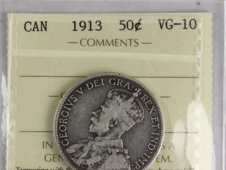 1913 Canada 50-cents ICCS Certified VG-10 Discount