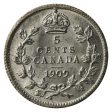 1909 Pointed Leaves Canada 5-cents AU-UNC (AU-55) $ For Discount