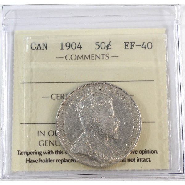 1904 Canada 50-cents ICCS Certified EF-40 Hot on Sale