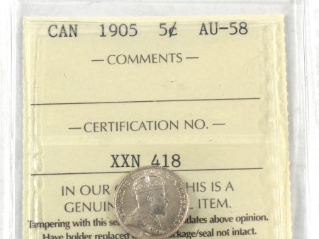 1905 Canada 5-cents ICCS Certified AU-58 For Discount