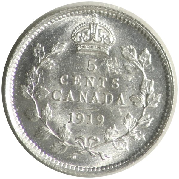 1919 Canada 5-cents ICCS Certified MS-63 For Cheap