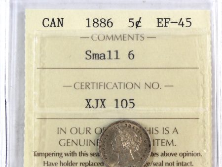 1886 Small 6 Canada 5-cents ICCS Certified EF-45 Online now