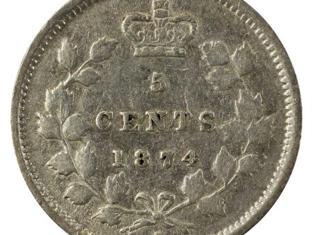 1874H Plain 4 Canada 5-cents Very Fine (VF-20) $ Supply