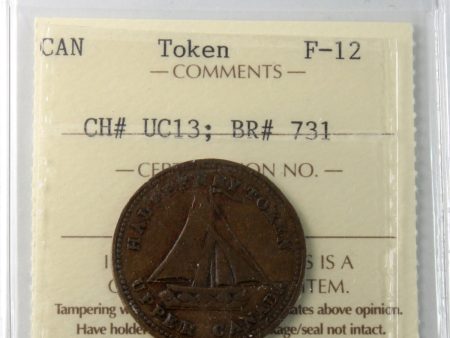 UC-13 1833 Upper Canada Commercial Change Half Penny Token ICCS Certified F-12 BR# 731 Sale