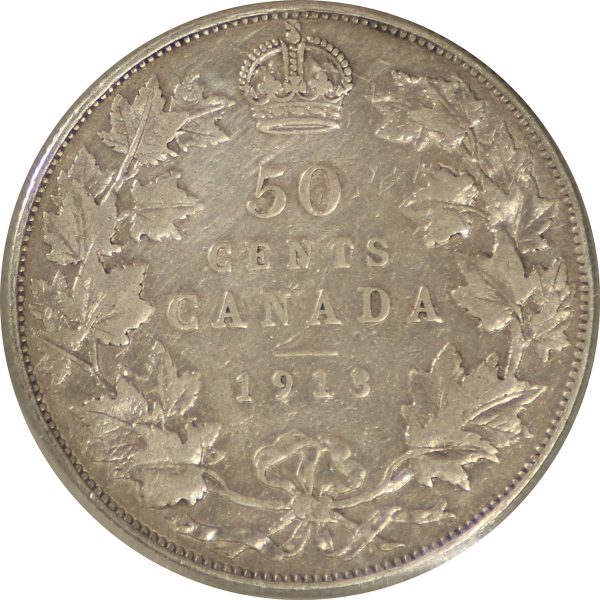 1913 Canada 50-cents ICCS Certified F-12 Discount