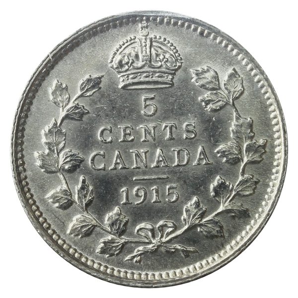 1915 Canada 5-cents ICCS Certified AU-50 For Cheap