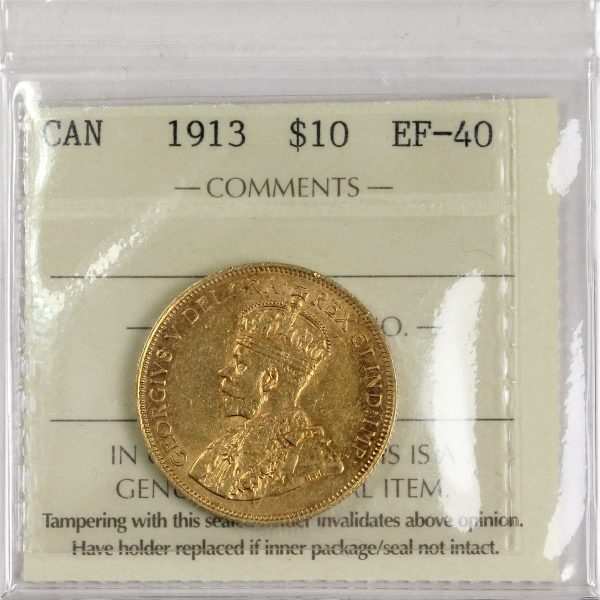 1913 Canada $10 Gold ICCS Certified EF-40 For Discount