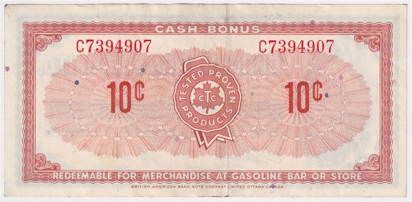 S1-C-C 1961 Canadian Tire Coupon 10 Cents Extra Fine Cheap