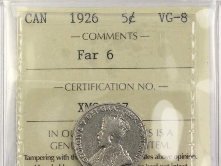 1926 Far 6 Canada 5-cents ICCS Certified VG-8 Sale