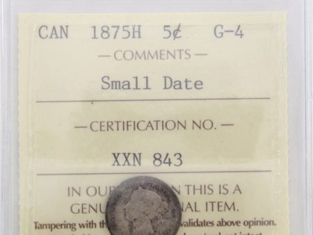 1875H Small Date Canada 5-cents ICCS Certified G4 Supply