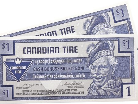 S20-Fa-10 Replacement 1996 Canadian Tire Coupon $1.00 Uncirculated (2 in Sequence) Supply