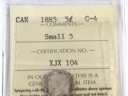 1885 Small 5 Canada 5-cents ICCS Certified G-4 Online Hot Sale