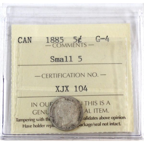 1885 Small 5 Canada 5-cents ICCS Certified G-4 Online Hot Sale