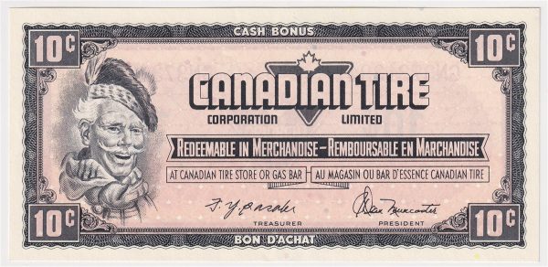 S4-C-GN 1974 Canadian Tire Coupon 10 Cents Almost Uncirculated For Cheap