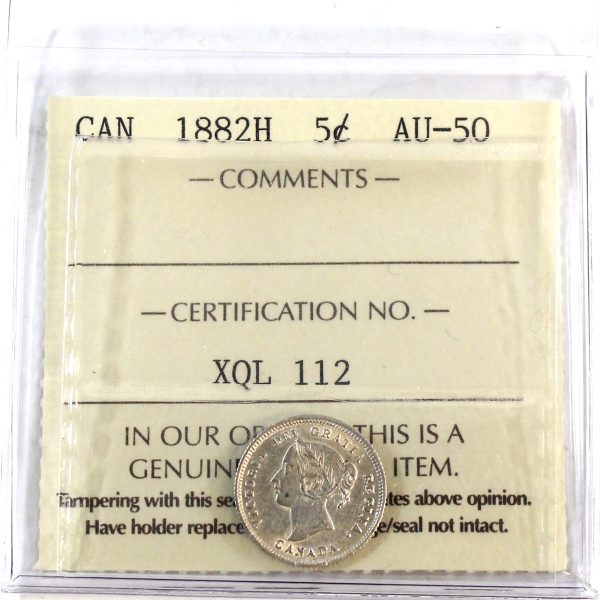 1882H Canada 5-cents ICCS Certified AU-50 Cheap