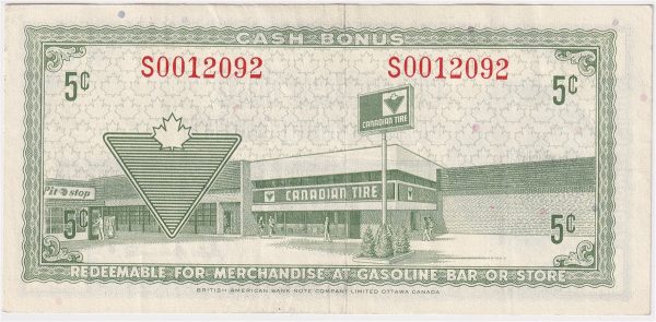 S2-B-S 1972 Canadian Tire Coupon 5 Cents VF-EF Online now