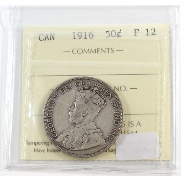 1916 Canada 50-cents ICCS Certified F-12 Hot on Sale