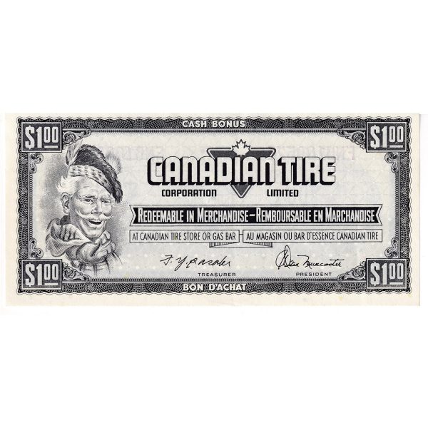 S4-F-FN 1974 Canadian Tire Coupon $1.00 EF-AU For Sale