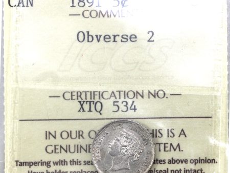 1891 Obv. 2 Canada 5-cents ICCS Certified EF-40 For Sale