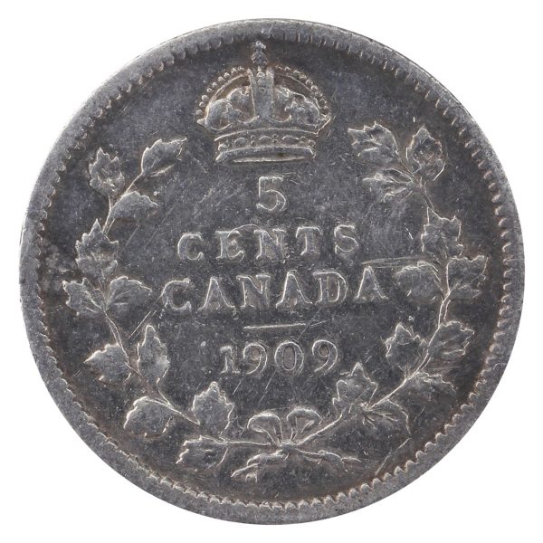 1909 RL, Cross Bow Tie Canada 5-cents ICCS Certified F-15 Discount