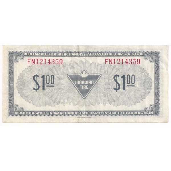 S4-F-FN 1974 Canadian Tire Coupon $1.00 Very Fine Hot on Sale