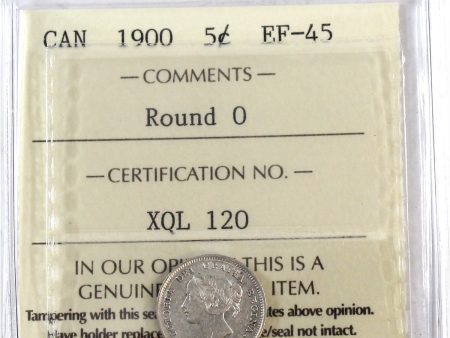 1900 Round O s Canada 5-cents ICCS Certified EF-45 Fashion